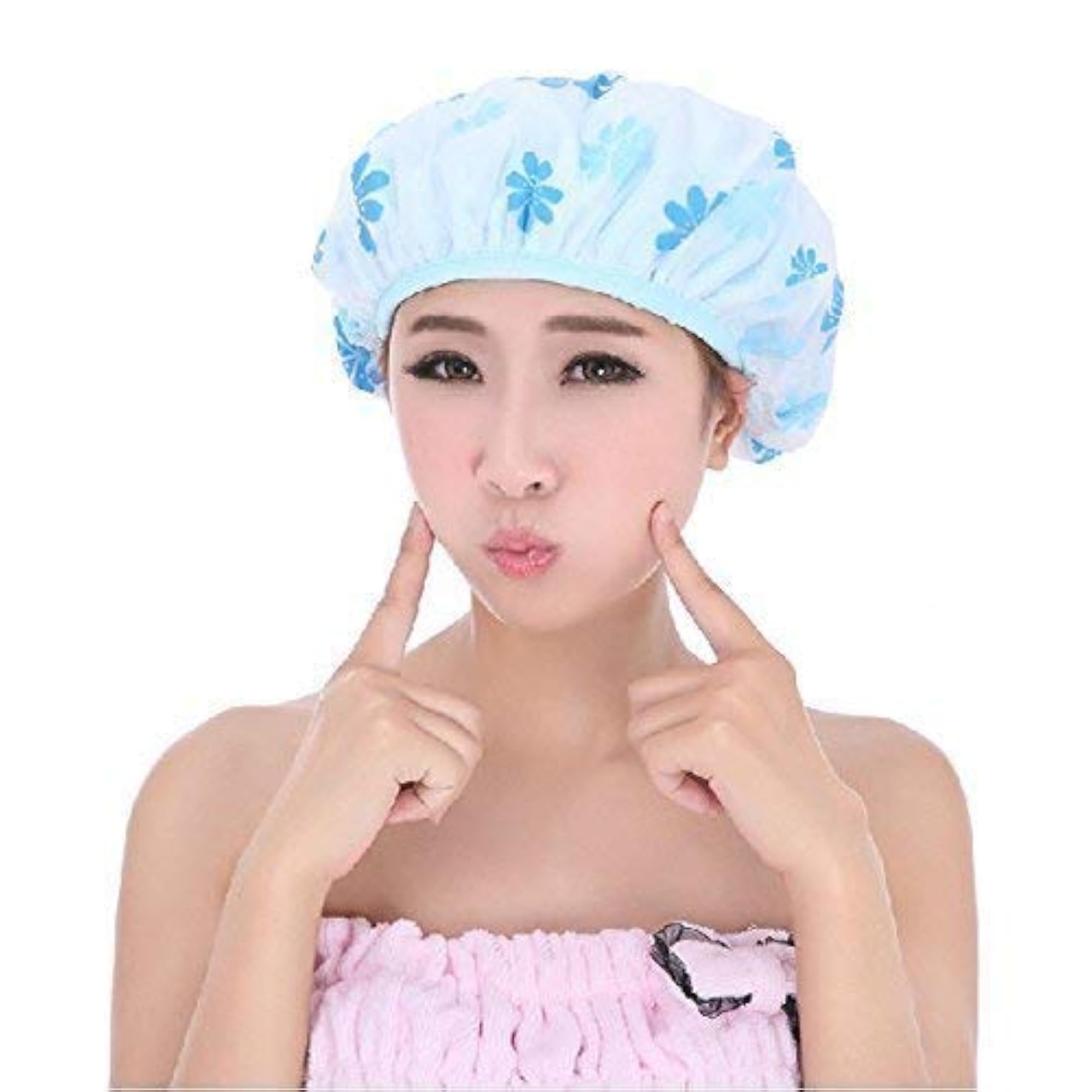 Set of 3 Reusable Waterproof Elastic Shower Caps, Multicolor